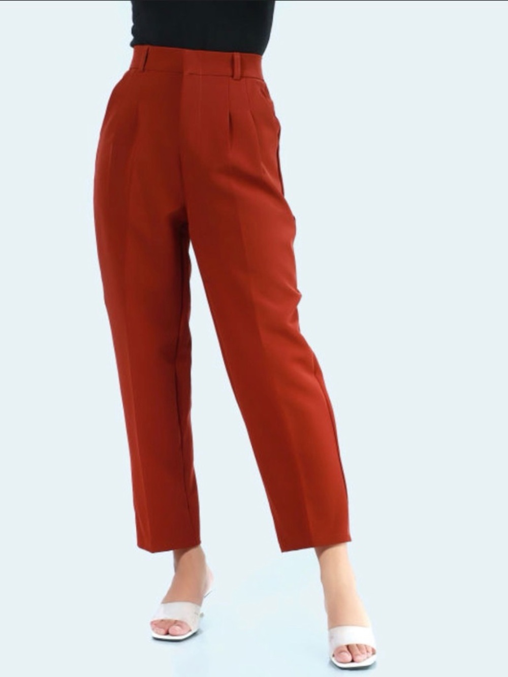 Icone by Simons Wide-Leg High-Rise Trousers in Rust